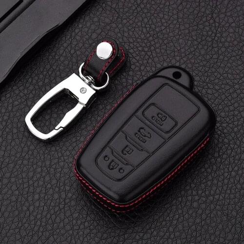 Leather Car Key Cover Case Accessories Keychain Covers Protect For Toyota Prius Camry Corolla C-HR CHR RAV4 Prado 2018 2019 2020