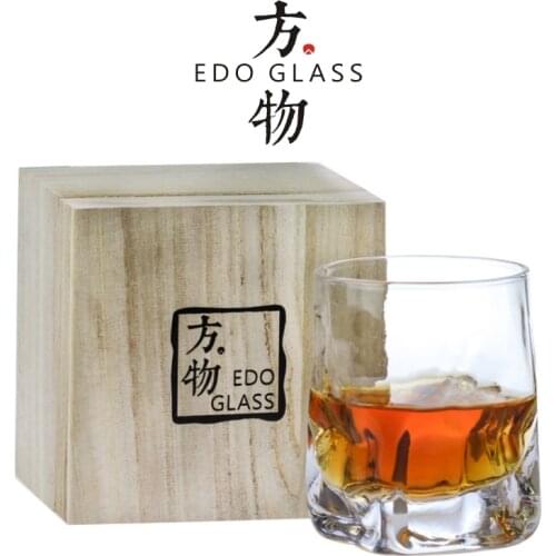 Japonism Square Thick Bottom Whiskey Mug Irregular Cup Body Art Edo Crystal XO Brandy Snifters Verre Whisky Rock Straight Glass