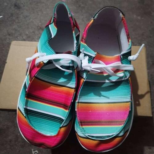 Hot Sale Womens Shoes2021summer New Style Womens Single Shoes 43 Size Fashion Printed Canvas Casual Light Womens Shoes