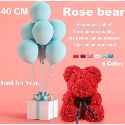 Multicolor Plastic Foam 40cm Pink Rose Teddy Bear / Heart Flower For Valentines Day Birthday Gift Wedding Decor Dropshipping