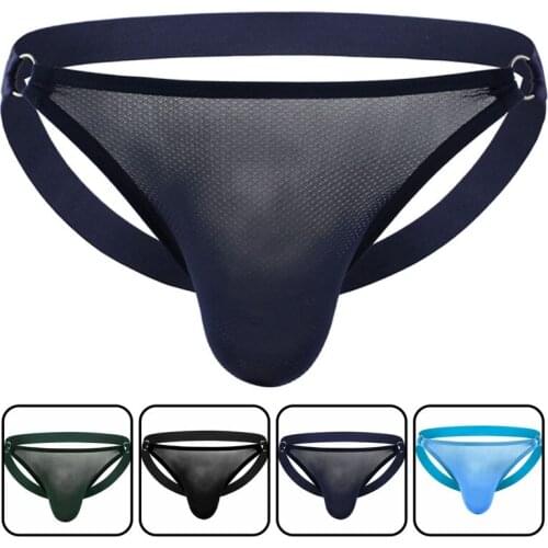Fashion Casual All Season Thong Mens Underwear New Sexy Solid Color Mesh Leaky Hip Low Waist Comfortable Breathable