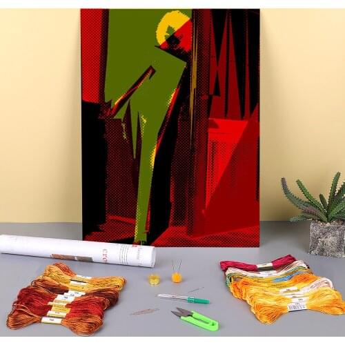 Cubism-remix Series Cubism-remix Printed Water-Soluble Canvas 11CT Cross Stitch Embroidery Kit DMC Threads Design