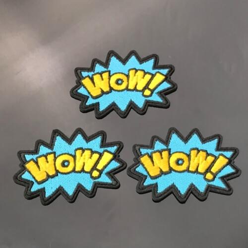 1 Piece Small Embroidered WOW Fashion Patches for Costume Clothing Iron On Patches for Clothes Coat Jacket Jeans Stickers DIY