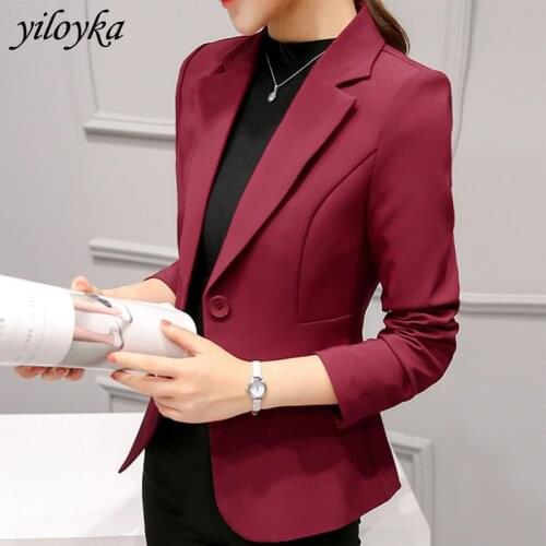 New blazer women long sleeve notched outerwear blazer feminino pockets single button jacket office casual tops chaqueta mujer