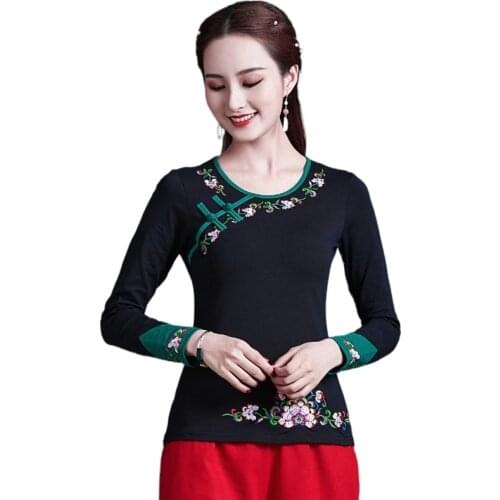 Chinese Style Clothing Women Clothes 2021 Cheongsam Top Chinese Traditional Shirt Blouse Cotton Hanfu Ladies Chinese Tops V1908