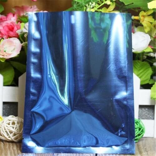 100Pcs/Lot Open Top Aluminium Foil Pouch Heat Seal Vacuum Bag For Food Tea Snack Storage Candy Mylar Bags Packaging Blue 6x9cm
