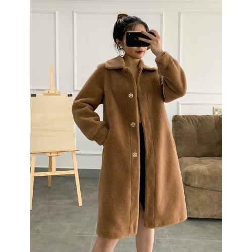 Women Winter Soft Warm Fluffy Faux Fur Coat Jacket Thicken Wool Teddy Coat Solid Long Sleeve Vintage Outwear Overcoat