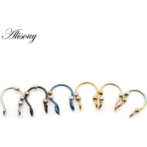 Alisouy 1PC Gauges 20G U Shape Fake Nose Ring Clip Stainless Steel fake piercing Septum nose Jewelry Sexy Body Jewelry