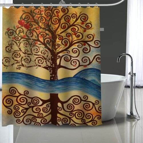 Custom High Quality The-Kiss-Gustav-Klimt Shower Curtains Bath Products Bathroom Decor Waterproof Polyester With 12 Pcs Hooks