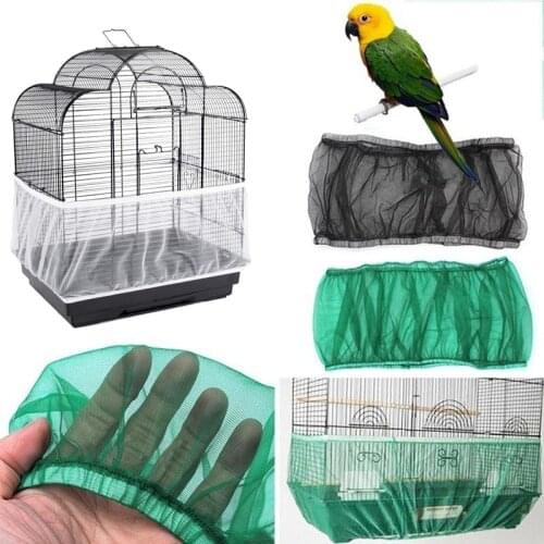 Parrot Nylon Mesh Net Cover Shell Stretchy Shell Skirt Traps Cage Basket Airy Mesh Parrot Bird Cage Net Bird Cage Seed Catcher