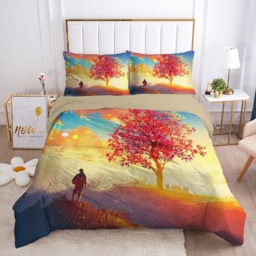 Modern Design Bed Linens 2,3pcs Bedding Sets Quilt/Comforter/Blanket Covers Pillowcase Duvet Cover Set Full Size 3D Landscape