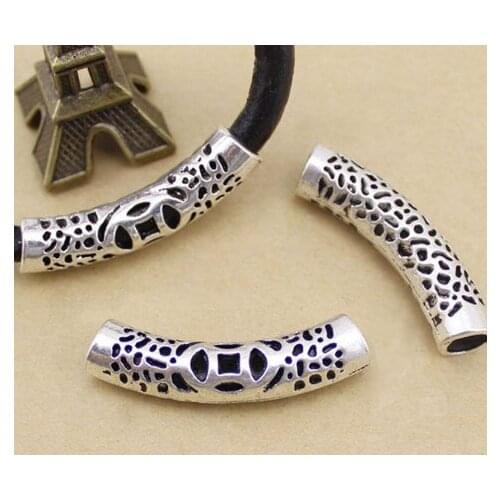 10pcs/lot 40mm tube Metal Alloy Spacer Beads Hole Beads Flat Beads Buddha Beads For DIY bracelet Jewelry Making dfgfe