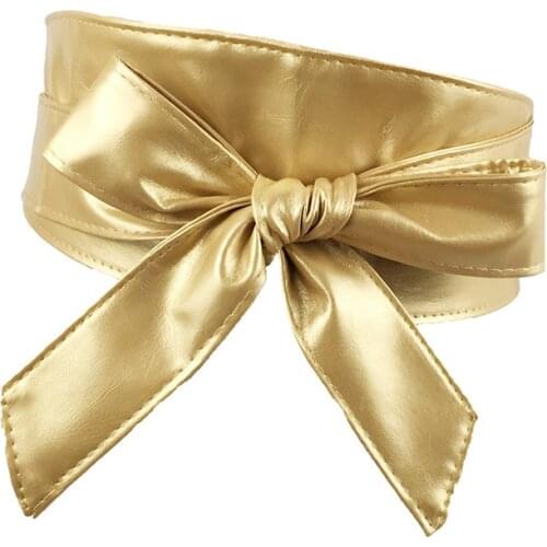 Ladies Wide Belt Fashion Big Bow Korean Style Colorful High Quality Soft Waistband Pure Color Pu Leather Handmade Wide Belt