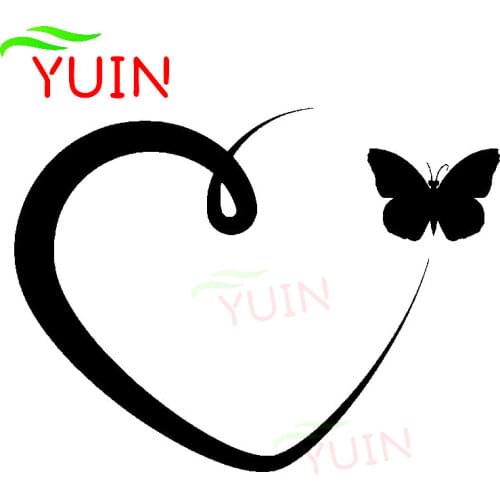 Romantic Love Heart Shaped Butterfly Exquisite Car Sticker Fashion Decoration PVC Waterproof Decal Black/White/Red/Laser/Silver