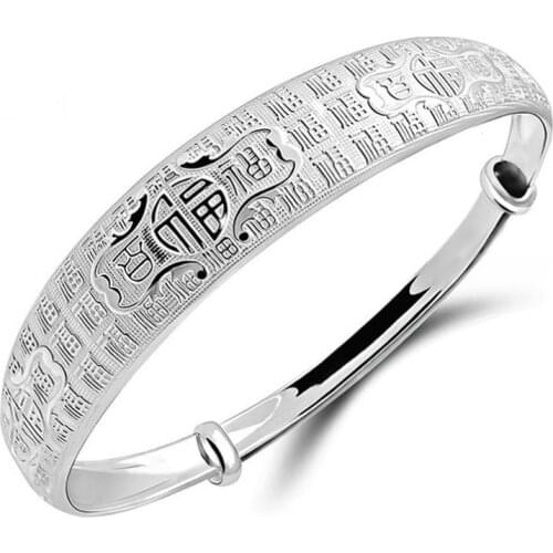 Luxury Brand New 925 Sterling Silver Women Cuff Bangle Bracelet for Women Birthday Gift