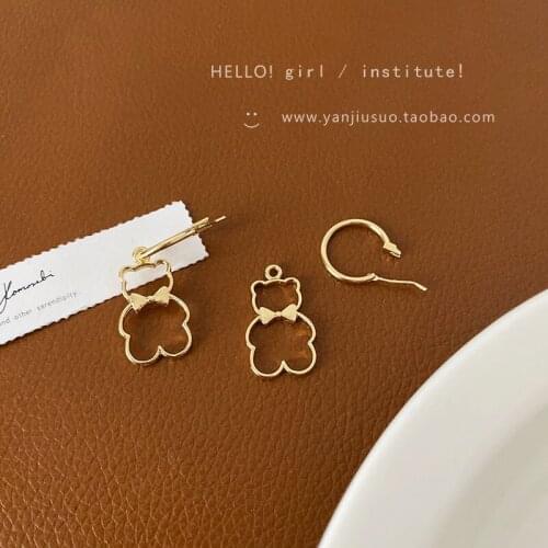 XIYANIKE Gold Color Hollow Out Bear Drop Earrings Vintage Alloy Accessories Gift 2021 For Women Fashion Party Jewelry Brincos