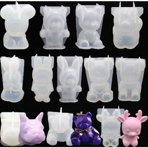 3D Bear Unicorn Horn Christmas Deer Tree Cat Loving Heart Lion Wolf Duck Silicone Sugarcraft Mold Fondant Cake Decorating Tools
