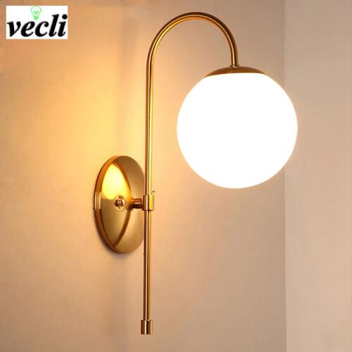 Modern Glass Ball Wall Lamp Nordic Led Light Fixtures for Home Decor Living Room Kitchen Bathroom Bedroom Gold Sconce Luminaire