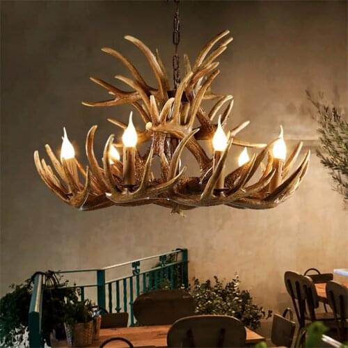 Modern Resin Antler Chandelier Nordic Home Decor Deer Horn Hanging Lights Living Room Bedroom Villa Retro Lighting Luminaire