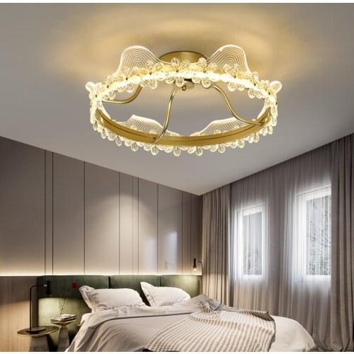LED Lighting Chandeliers Indoor Lights For Living Dinning Room Crystal Acrylic Lampshade Inner LED Strips Kids Kitchen Lustres