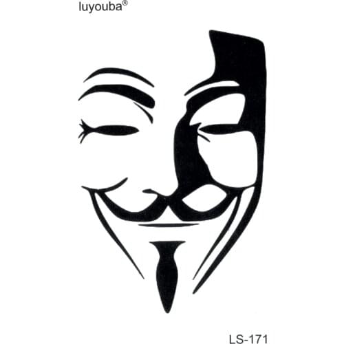 V for Vendetta Waterproof Temporary Tattoo Sticker Mask killer Fake Tattoo Tatuagem Tatoo Sleeves Henna Tattoo Sticker