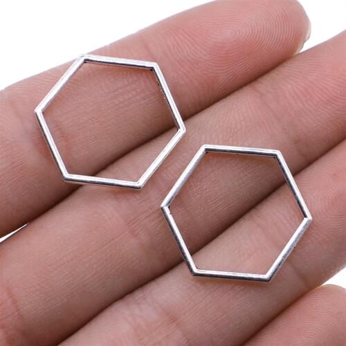 WYSIWYG 20pcs/lot Charms Hexagonal Honeycomb DIY Jewelry Findings Antique Silver Color 20x20mm Hexagonal Honeycomb Charms