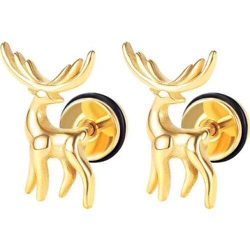 Stainless Steel Animal Deer Women Fashion Delicate Stud Earrings Jewelry Gift For Him