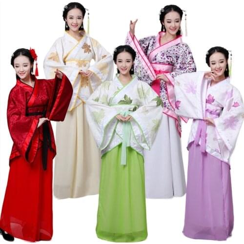Women Chinese Traditional Hanfu Costume Lady Chinese Folk Dance Clothing Female National Stage Dance Dress Party Cosplay Outfit