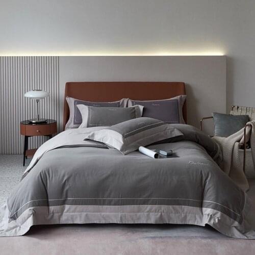 100% Brushed Cotton 4Pcs Duvet Cover Queen King size Grey Coffee Patchwork Comforter Cover Bed Sheet Pillowcase Ultra Soft Warm