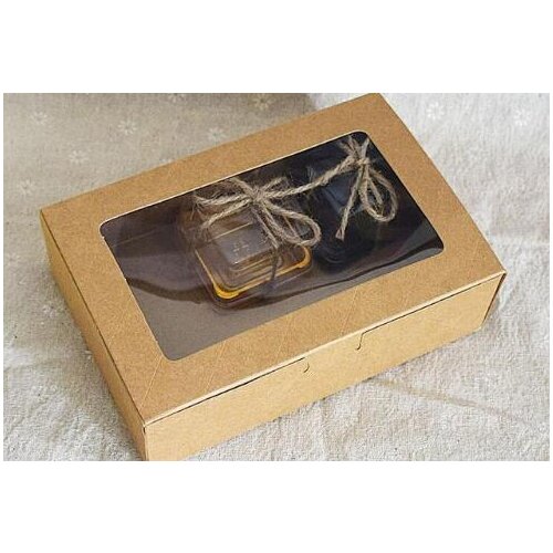 18*12*5cm Nice Design Natural Kraft Paper Cake Box, Kraft Paper Cake packaging Box with big clear window