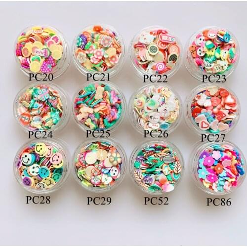 1Jar Mixed Designs Slices 3D Polymer Clay Slices Fancy Nail Art Deco Polymer Clay Deco in Jar Different Mix Decoration
