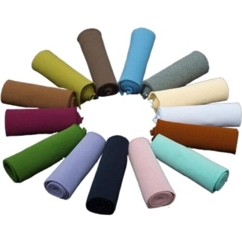 2*1 Cotton Sweater baseball Down Cuff Neckline Waistband Lower Hem Rib Trim Clothes Stretch Knit Fabric