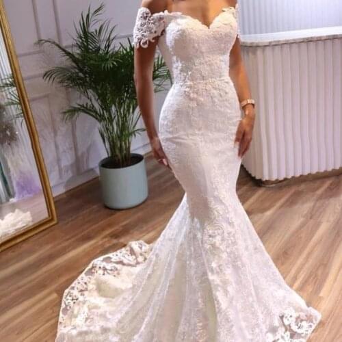 2021 Off-Shoulder Mermaid Wedding Dresses Sweetheart Appliques Tulle Formal Bridal Gowns Suknia Slubna Simple Dress