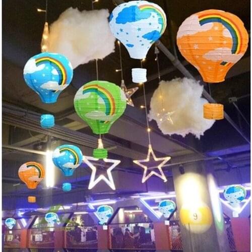 25cm-40cm 1pc Hot Air Balloon Paper Lantern Colorful Kids Hanging Birthday Party Wedding Wishing Lanterns Festival Supplies