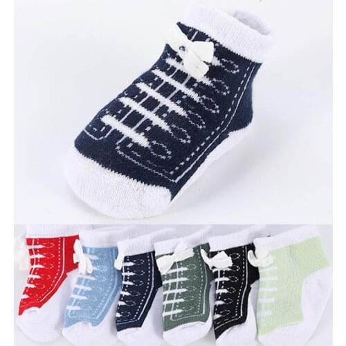 3pairs Shoes Design Baby Socks 0-12 Months Unisex Cotton Baby Cartoon Socks Boys Girl Warm Socks For Children Newborn Floor Sock