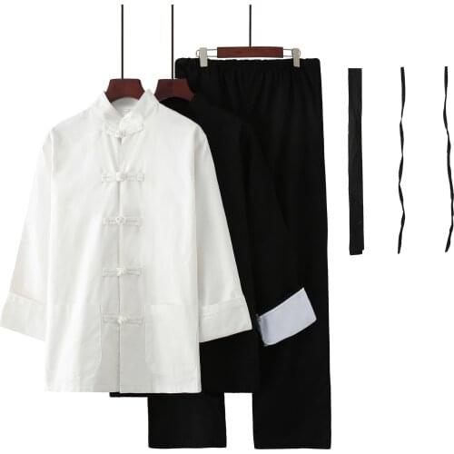 3pcs Chinese Bruce Lee Kung Fu Clothing Set Wing Chun Training Martial Arts Tai Chi Shaolin Wushu Uniform Artes Marciales