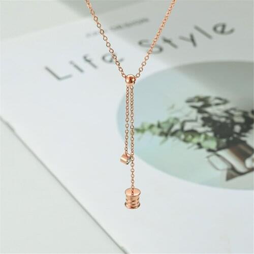 316L Stainless Steel Simple Rose Gold Fashion Single Crystal Zircon Necklace No Fade