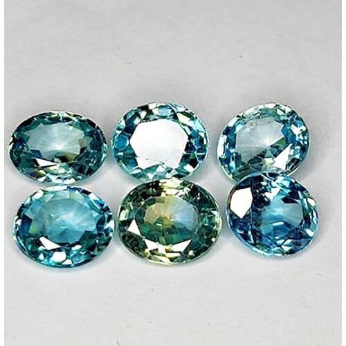 7.99ct Blue Zircon oval cut 6.9x5.6mm 6pcs