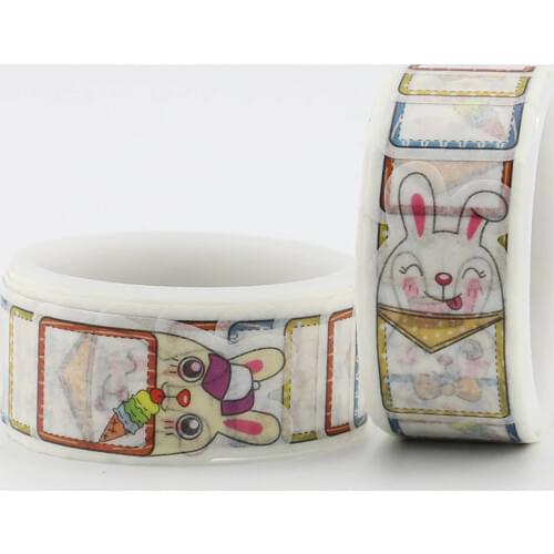 60pcs/roll cute rabbit tape Kawaii Washi Tape Garden 1.5cm*7m DIY Adhesive Tape for Scrapbooking 1 roll