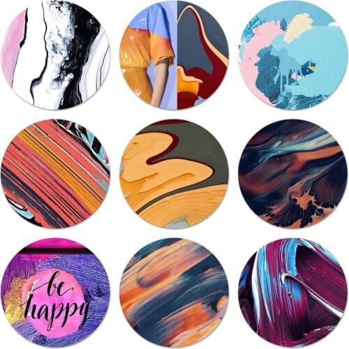 Abstract Art Pink and Blue morado Icons Pins Badge Decoration Brooches Metal Badges For Clothes Backpack Decoration 58mm