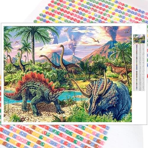 Diamond Painting Cartoon Dinosaur World Landscape 5D DIY Mosaic Kit Embroidery Full Square Round Christmas Gift Home Decoration