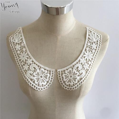 White Embroidered Lace Collar Neckline Applique Embroidery Sewing on Patches Sewing Fabric Accessories 1pcs sell free shipping