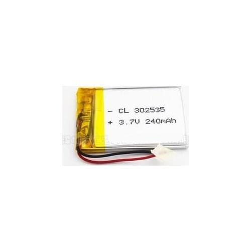 Free shipping 2pcs/lot 3.7v 240mah 302535 polymer lithium li-po rechargeable battery for MP3 MP4 GPS recorder PSP toy speaker