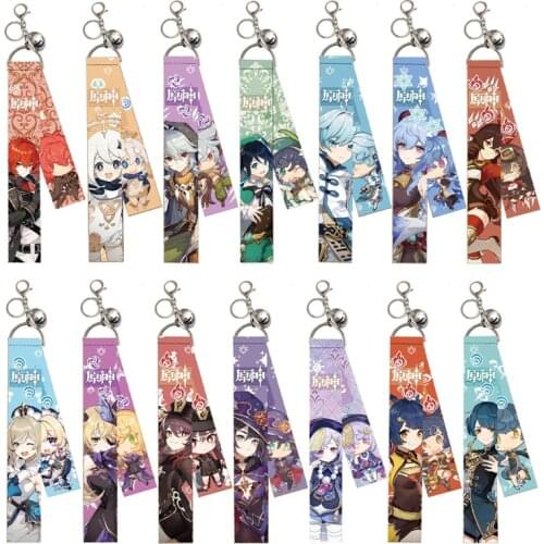 Game Genshin Impact Lanyard Pendant Keychain Cosplay Mengpa Mondstadt Cartoon Streamer Keyrings Fans Collections