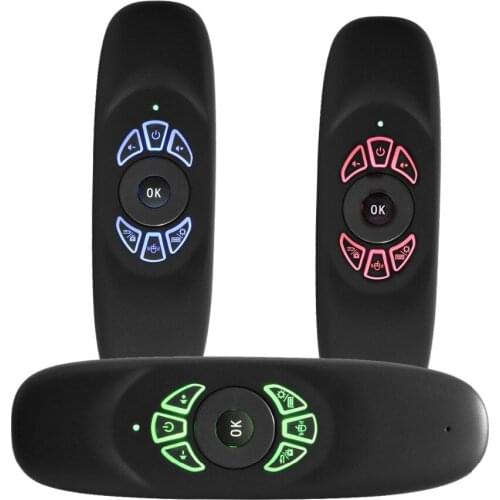 C120 RGB 3 color Backlight Fly air mouse Wireless Backlit Keyboard G64 Rechargeable 2.4G Smart Remote control for Android Tv Box