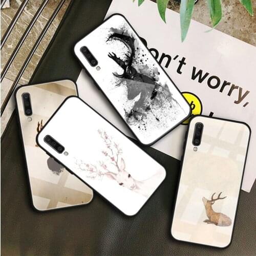 Deer Head Tempered Glass Case For Samsung Galaxy A10S A10E A20S A20E A30S A40 A50S A60 A70 A80 A90 A6 A7 A8 Shell