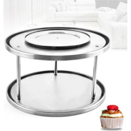 Stainless Steel Double-Layer Carousel Rotating Double-Layer Plate Seasoning Bottle Kitchen Stainless Steel Rotating Rack