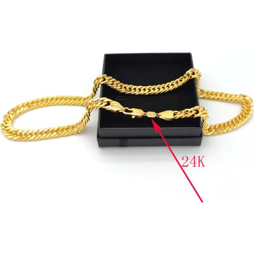 Carat THAI BAHT Solid GOLD GF NECKLACE Heavy 88 Grams Jewelry 4mm THICK TALL XP Cuban Curb Chain 24 K Stamp link