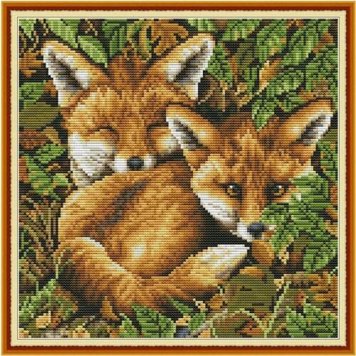 Two Fox animals painting counted printed on the canvas 11CT 14CT DIY kit Cross Stitch embroidery needlework Sets home decor