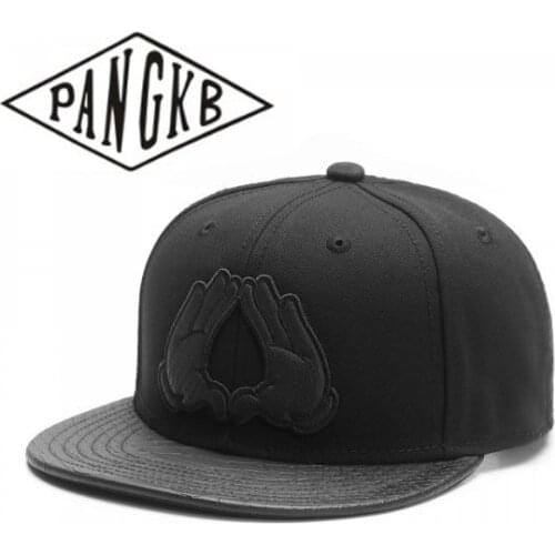 PANGKB Brand BROOKLYN CAP White or Black leather brim boy hip hop snapback hat men women adult outdoor casual sun baseball cap